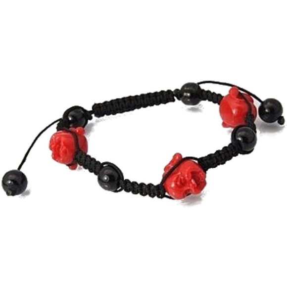 😀 3 for $20 Shambhala Red Buddha Bead Bracelet - Picture 1 of 1